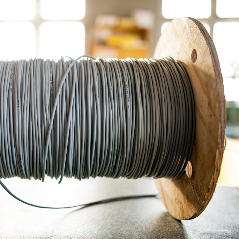 A reel of cable on a spool.