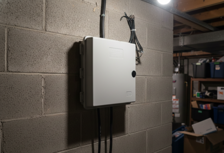 Cabletek enclosure installed in a basement.